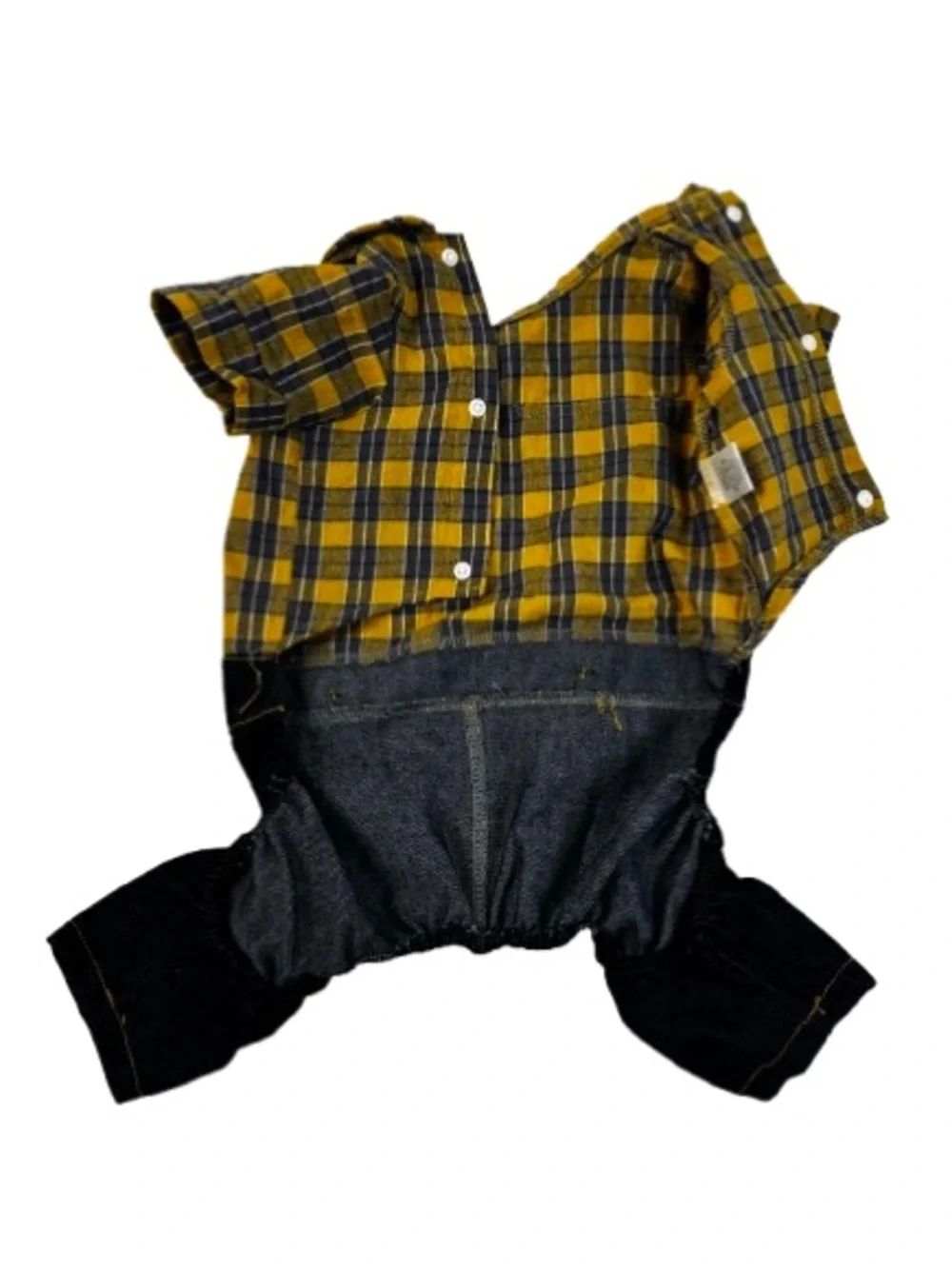 Yellow Plaid Shirt w/Denim Overalls Outfit for Dogs